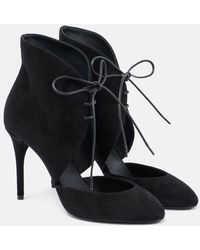 Alaïa - Cutout Suede Ankle Boots - Lyst