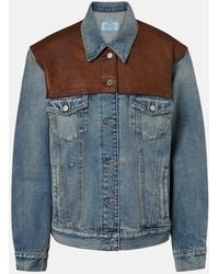 Prada - Chaqueta De Denim Con Piel - Lyst