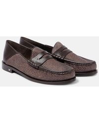 Max Mara - Raffia-Effect Penny Loafers - Lyst