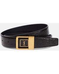 Saint Laurent - La 66 Embossed-Crocodile Belt - Lyst