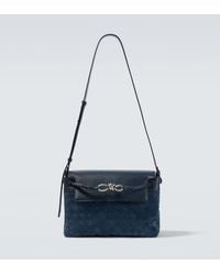 Bottega Veneta - Andiamo Intrecciato Small Suede Messenger Bag - Lyst