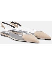 Alaïa - Cour Suede And Pvc Slingback Ballet Flats - Lyst