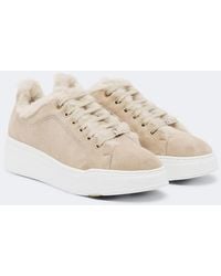 Max Mara - Shearling-Lined Suede Low-Top Sneakers - Lyst