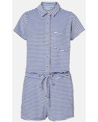 Melissa Odabash - Cheryl Striped Cotton-Blend Romper - Lyst