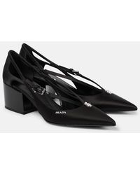 Prada - Embellished Cutout Satin Pumps - Lyst