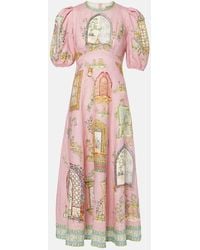 ALÉMAIS - Monte Printed Linen Midi Dress - Lyst
