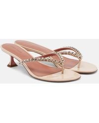 AMINA MUADDI - Gigi Embellished Leather Thong Sandals - Lyst