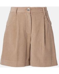 Brunello Cucinelli - High-Rise Cotton Corduroy Shorts - Lyst