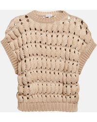 Brunello Cucinelli Cotton-blend Sweater Vest - Natural