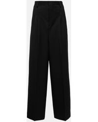 Ami Paris - High-Rise Wool Wide-Leg Pants - Lyst