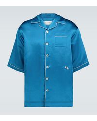 Wales Bonner Pyjama-Hemd aus Satin - Blau