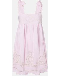Juliet Dunn - Broderie Anglaise Cotton Minidress - Lyst