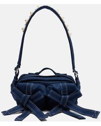 Simone Rocha - Beaded Bow-Detail Denim Shoulder Bag - Lyst