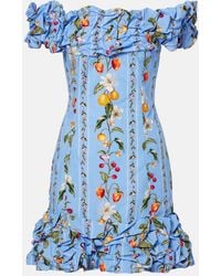 Agua Bendita - Jardin Printed Off-Shoulder Cotton Minidress - Lyst