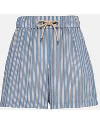 Brunello Cucinelli - Striped Cotton And Silk Shorts - Lyst
