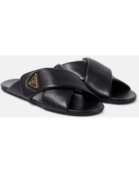 Prada - Mules En Cuir A Logo - Lyst