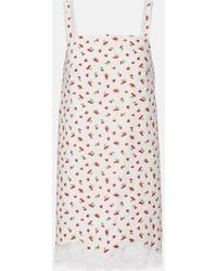 Posse - Delia Lace-Trimmed Printed Cotton Minidress - Lyst