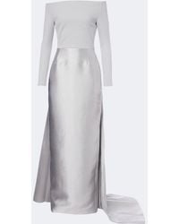 Solace London - Winslow Off-Shoulder Satin And Crepe Gown - Lyst