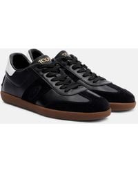 Tod's - Suede-Trimmed Leather Sneakers - Lyst