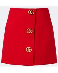 Gucci - Double G Wool Crepe Miniskirt - Lyst