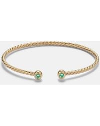 David Yurman - Cablespira Flex Micro 18Kt Cuff Bracelet With Emeralds - Lyst