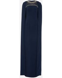 Jenny Packham - Loretta Cape-effect Crystal-embellished Crepe Gown - Lyst