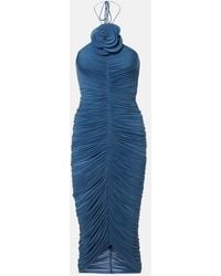 Magda Butrym - Floral-Applique Ruched Midi Dress - Lyst