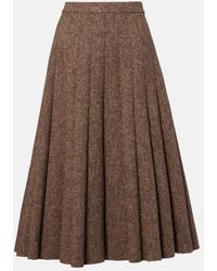Brunello Cucinelli - Pleated Wool-Blend Tweed Midi Skirt - Lyst