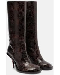 Dries Van Noten - Snake-Effect Leather Knee-High Boots - Lyst