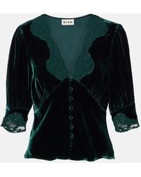 RIXO London - Top Amanda De Terciopelo Con Encaje - Lyst
