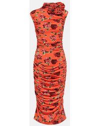 Magda Butrym - Floral-Applique Printed Midi Dress - Lyst
