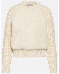 Prada - Pullover Aus Alpakawolle Mit Shearling - Lyst