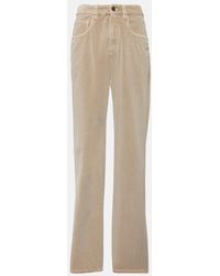 Brunello Cucinelli - Mid-Rise Cotton Velvet Straight Pants - Lyst