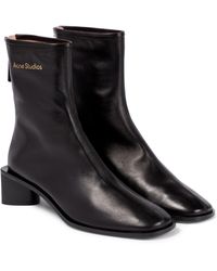 Acne Studios Logo Leather Ankle Boots - Black