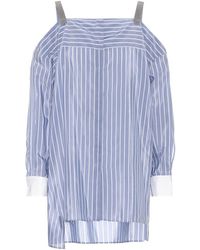 Brunello Cucinelli Top off-the-shoulder in cotone - Blu
