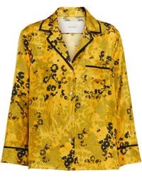 Asceno Camisa de pijama Sydney de seda - Amarillo