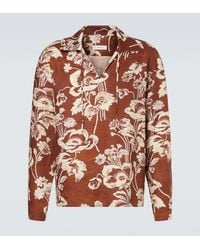 Commas - Floral Tie-Neck Linen Shirt - Lyst