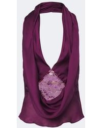 Christopher Esber - Cesura Lace-Trimmed Halterneck Silk Top - Lyst