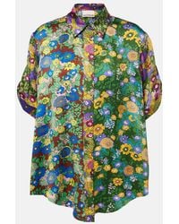 ALÉMAIS - Printed Silk Satin Shirt - Lyst