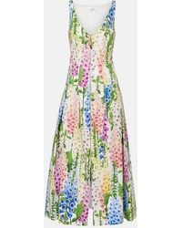 Oscar de la Renta - Floral Poplin Cocktail Dress - Lyst