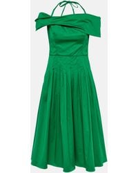 Oscar de la Renta - Off-Shoulder Silk Midi Dress - Lyst