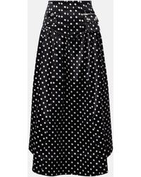 Ganni - Polka-Dot Satin Maxi Skirt - Lyst