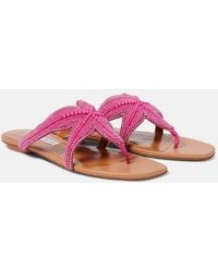 Aquazzura - Reef Star Embellished Leather Sandals - Lyst