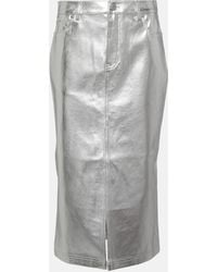 STAUD - Oaklyn Metallic Faux Leather Midi Skirt - Lyst