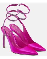 Rene Caovilla - Cleo Embellished Satin Pumps - Lyst