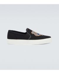 KENZO Logo Embroidered Slip-on Trainers - Multicolour