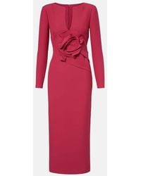 Roland Mouret - Floral-Applique Crepe Midi Dress - Lyst