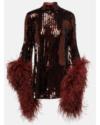 ‎Taller Marmo - Del Rio Feather-trimmed Sequined Minidress - Lyst