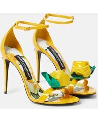 Dolce & Gabbana - Keira Floral-applique Patent Leather Sandals - Lyst