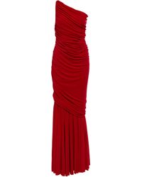 Norma Kamali Diana Ruched Fishtail Gown - Red
